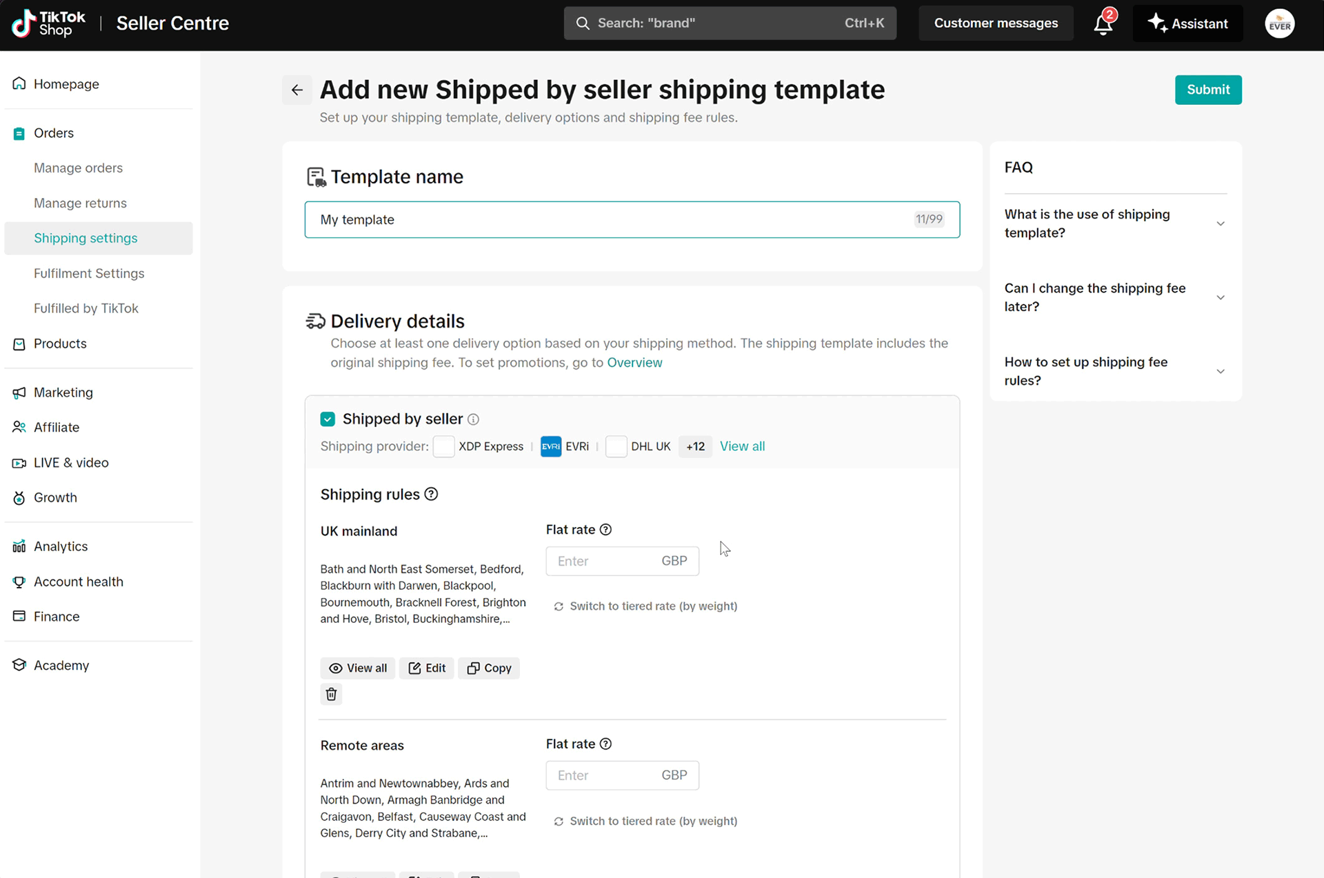 Prodigi Vertriebskanäle mit aktivem Kanal